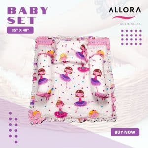 purple color baby girl print cotton baby bedding set in bangladesh