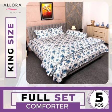 Blue Flower Comforter Full Set