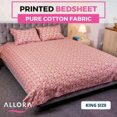 Jhuri Flower Cotton Bed sheet king size at best price in bangladesh - ALLORA