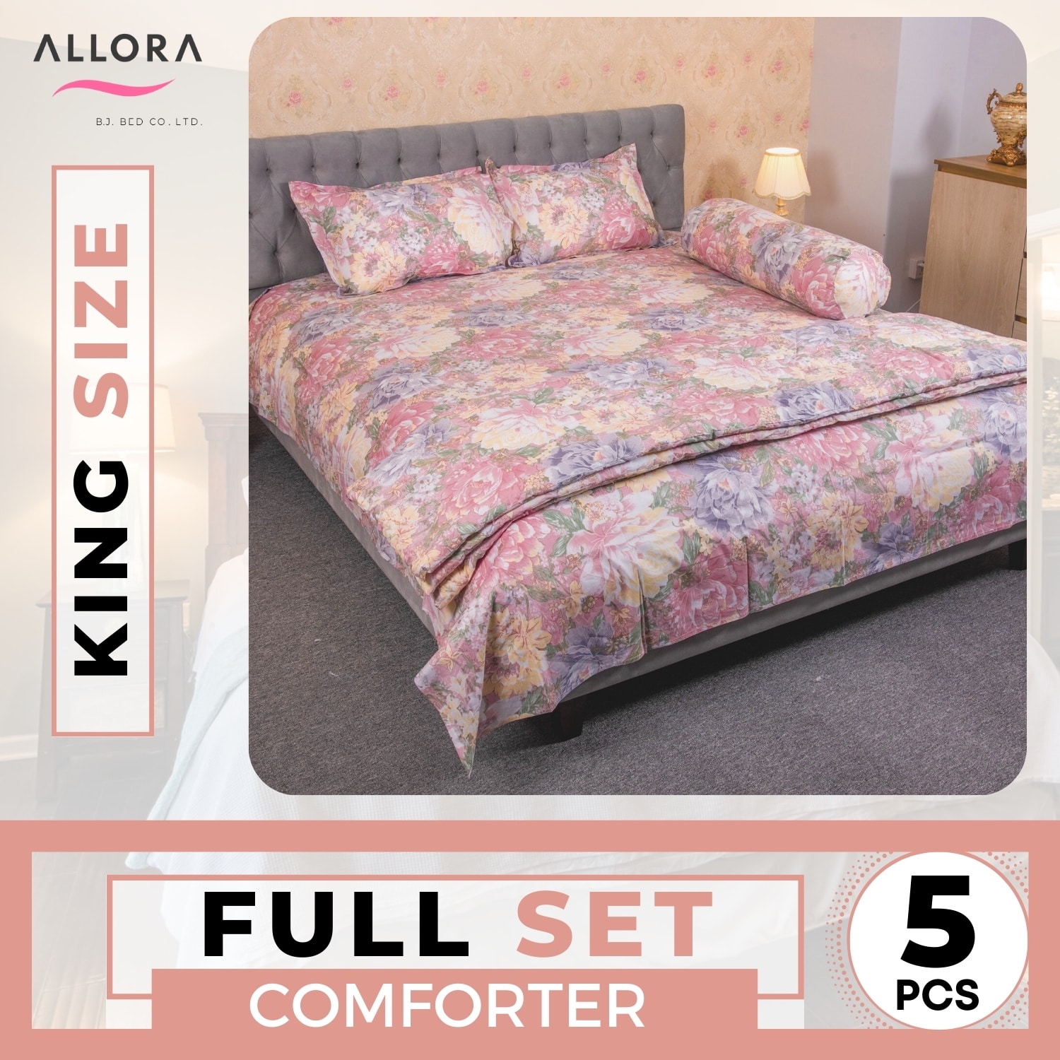 Rose-print-comforter-full-set-with-pillow-cover-and-bed-sheet