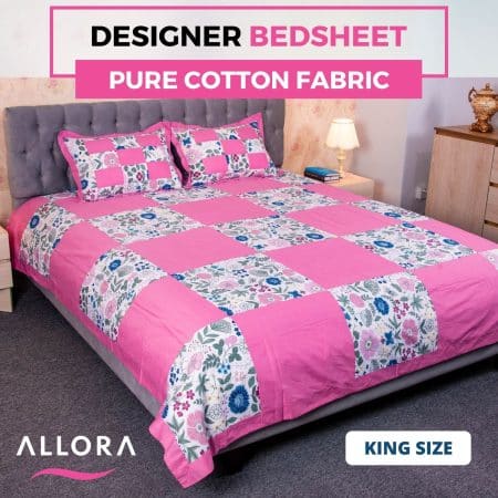 Pink Designer Flower Bed Sheet