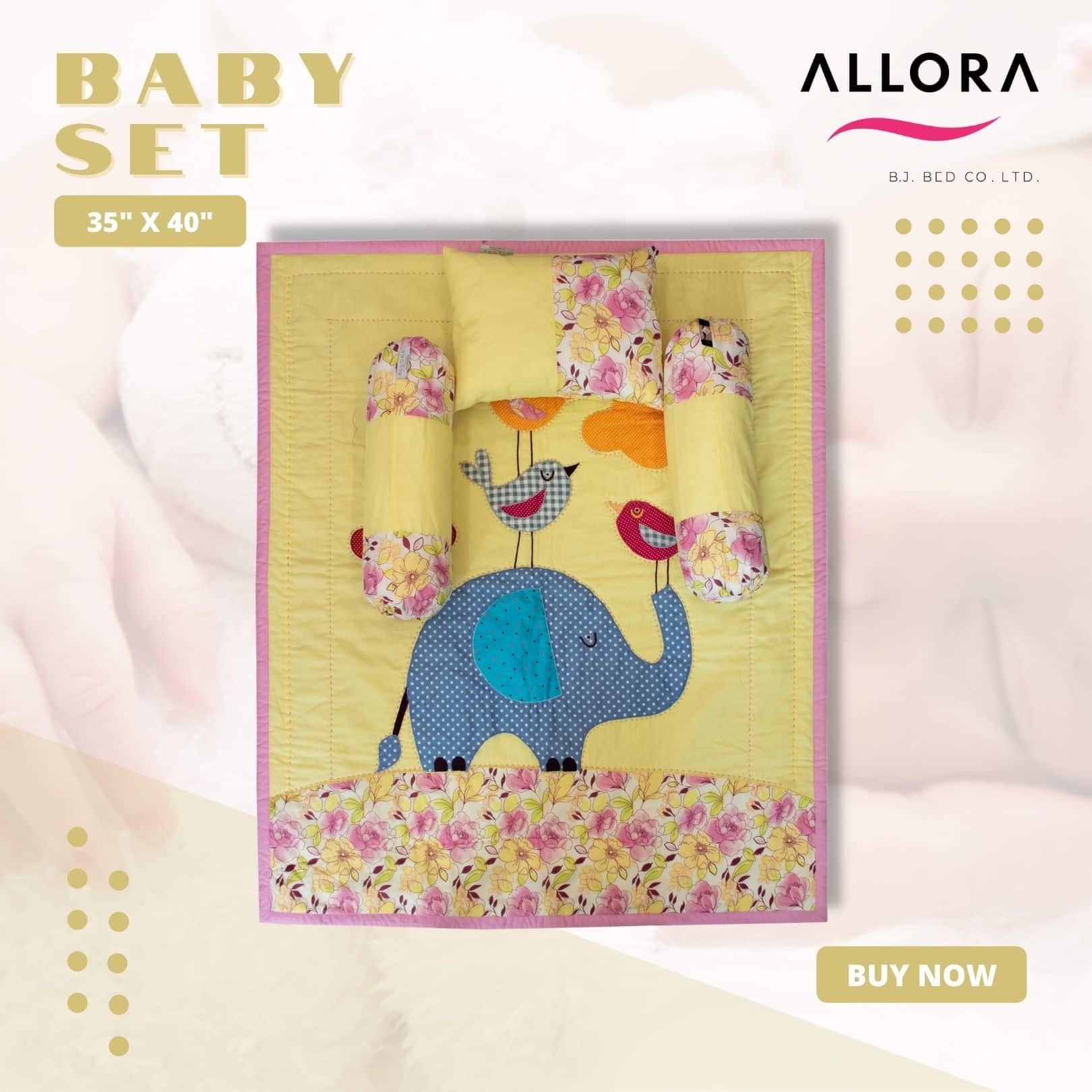 Hand Stitched Baby Bedding Set Elephant Design at Best Price