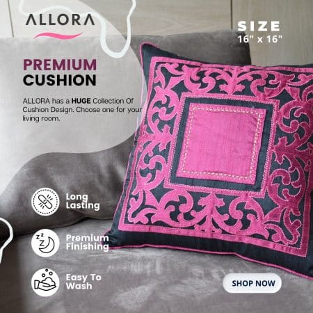 Embroidery Cushion Cover Pink