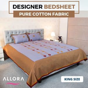 ash embroidery bedsheet pure cotton fabric king size