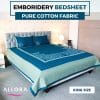 Blue hand embroidery bed sheet king size