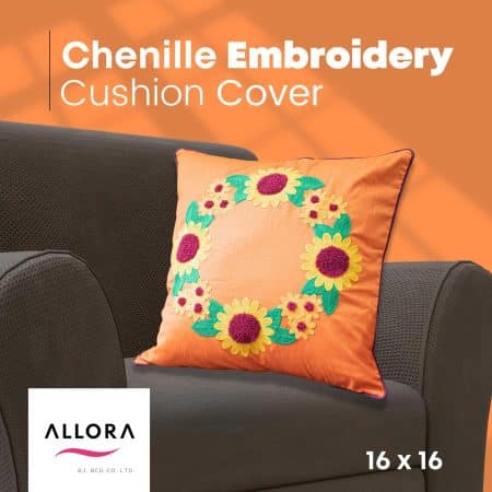 Chenille Work Cushion Cover Orange