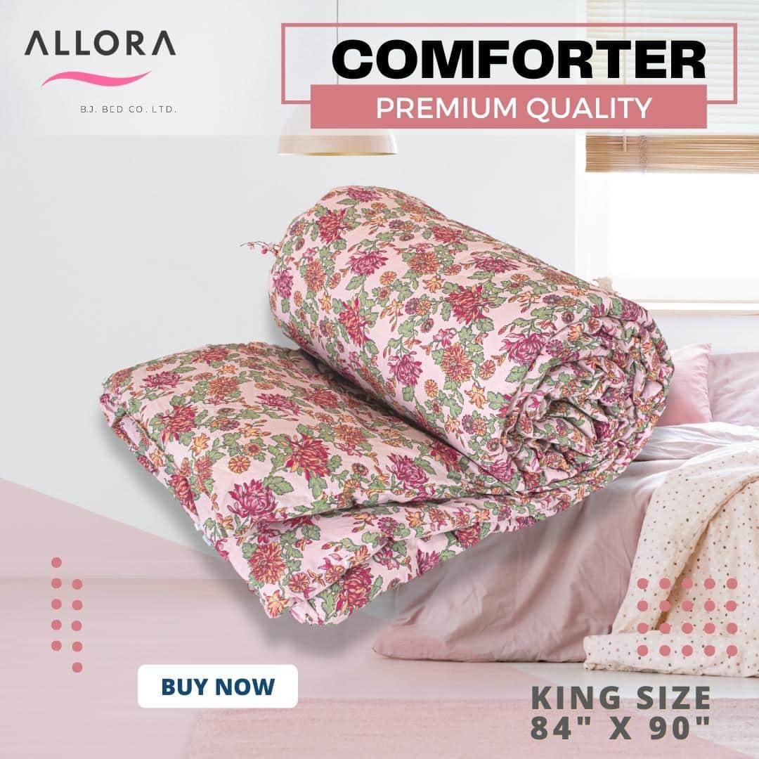 Pink & Green Flower Print Comforter