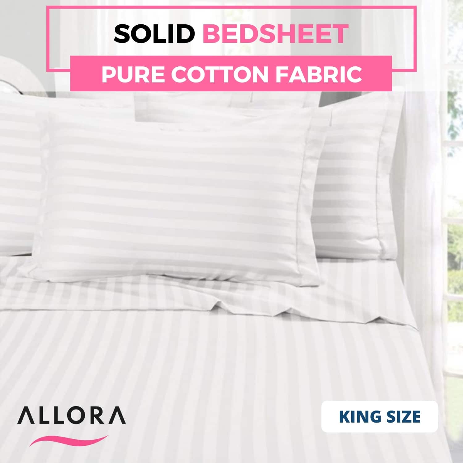 Solid White Stripe Bedsheet