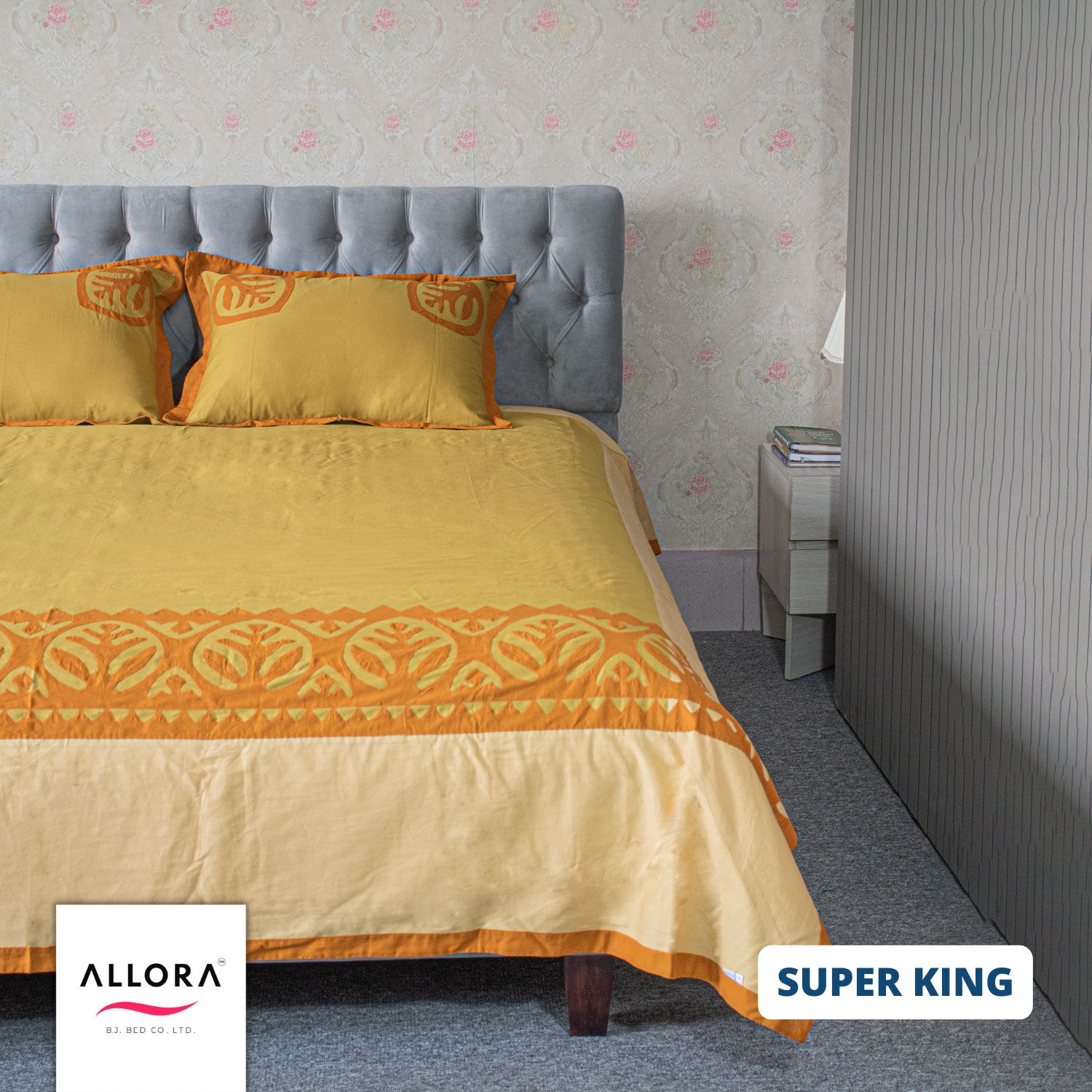 Yellowish Embroidery Bed sheet