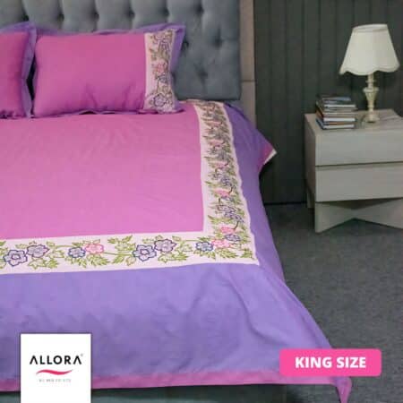 Pink Lavender Embroidery Bedsheet