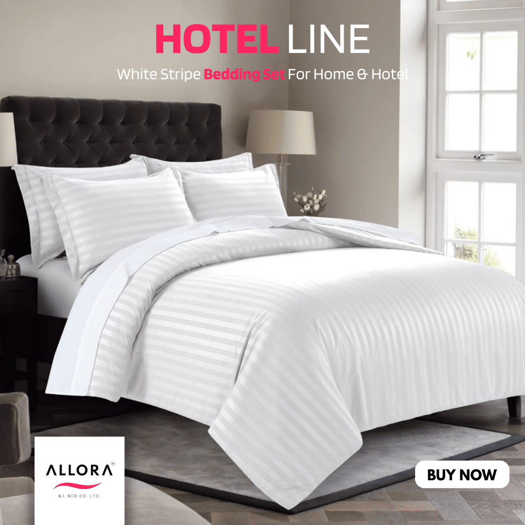 Exclusive White Stripe Comforter Bedding Set – 5 Pieces