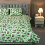 China Rose Print Bed Sheet - Green