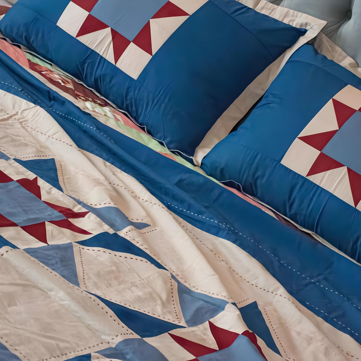 Multi-Seasonal Quilt | Bed Cover – Blue Brown