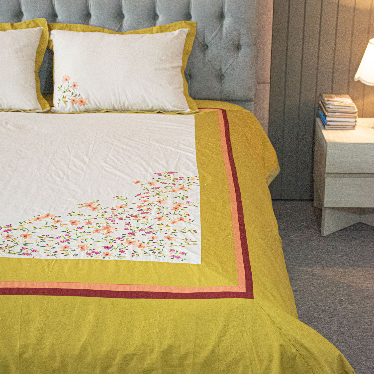 Yellow Dream Embroidery Bed Sheet