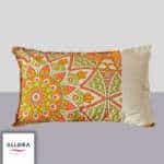 Alpana Print Head Pillow Case - Orange