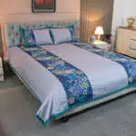 Ash Floral Elegance Embroidery Bedsheet