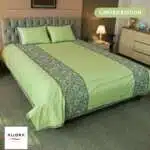 Emerald Bloom Embroidery Bedsheet