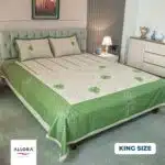 Evergreen Elegance Bedsheet (Hand-Stitched Design)