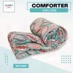 Fallen Leaves Print Comforter - Pastel Blue