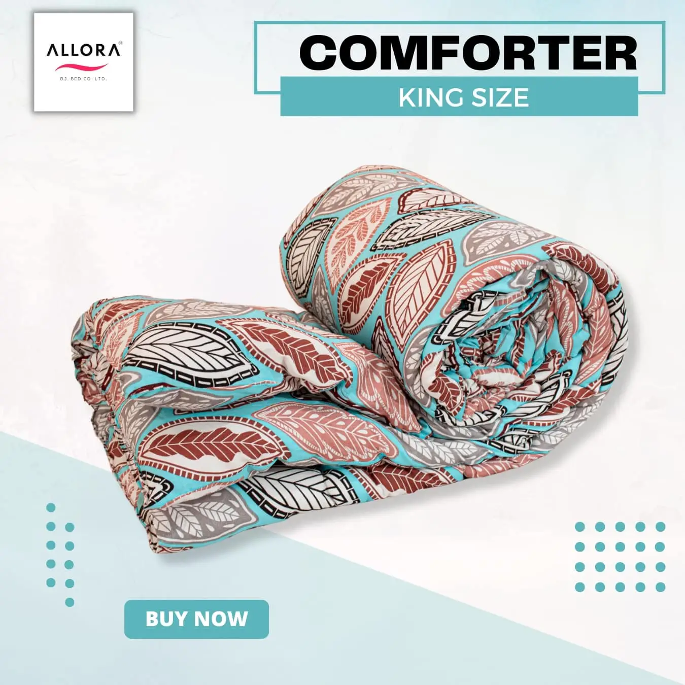 Fallen Leaves Print Comforter – Pastel Blue