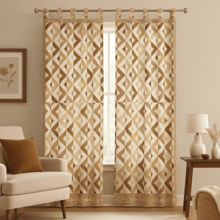Allora Pattern Play Printed Curtain – Brown Magic