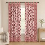 Allora Pattern Play Printed Curtain Pair – Maroon Magic