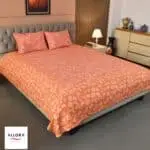 Coral Glow – Screen Print & Embroidery Fusion Bed Sheet