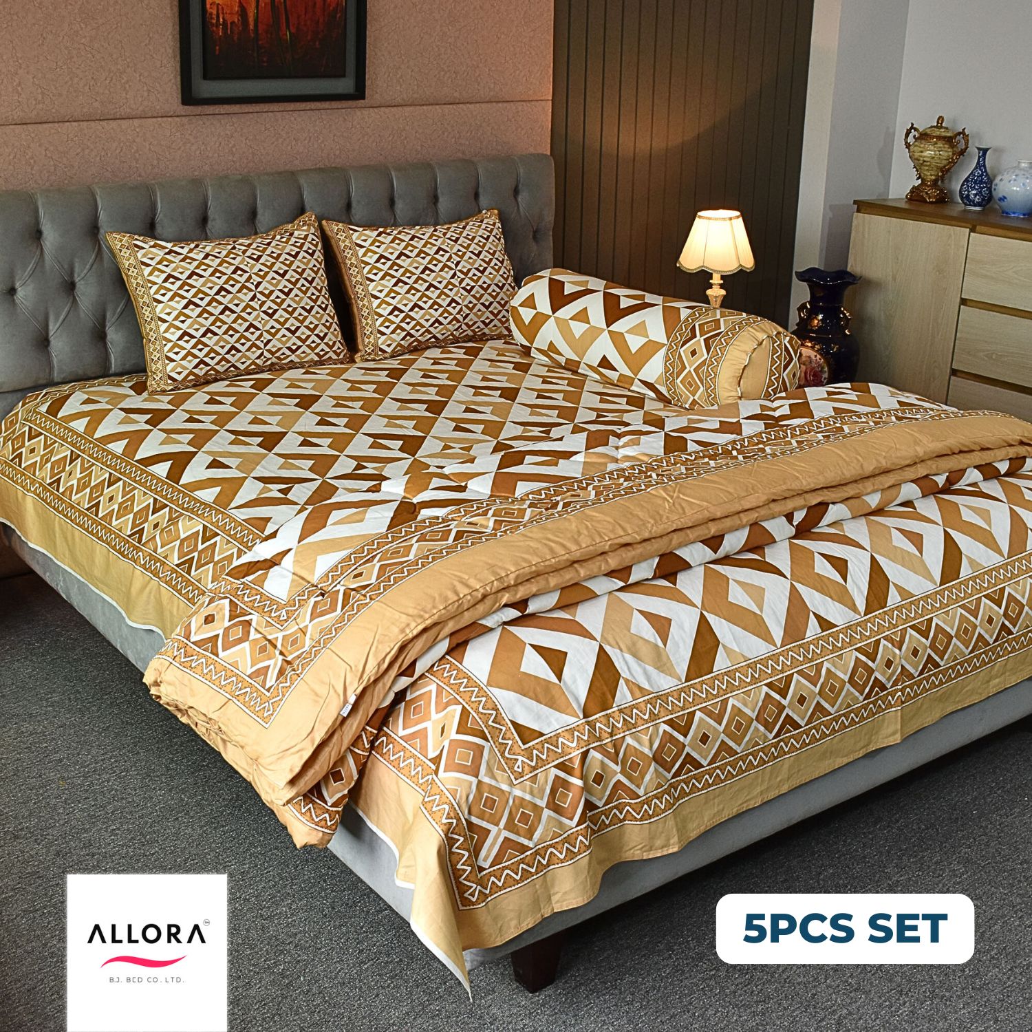 Pattern Play Comforter Bedding Set – Brown Magic (5Pcs)