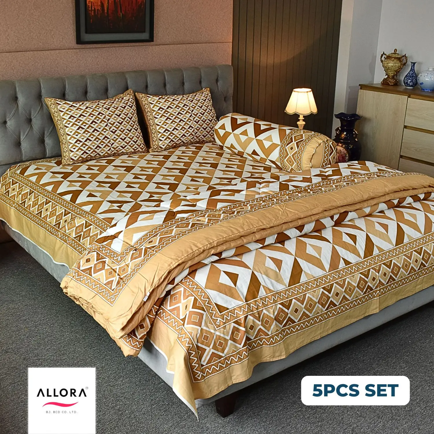 Pattern Play Comforter Bedding Set – Brown Magic (5Pcs)