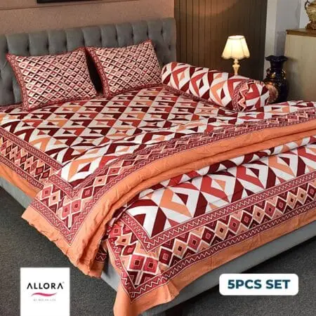 Pattern Play Comforter Bedding Set - Maroon Magic (5Pcs)