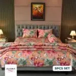 Watercolour Flora Comforter Bedding Set – Orange (5Pcs)