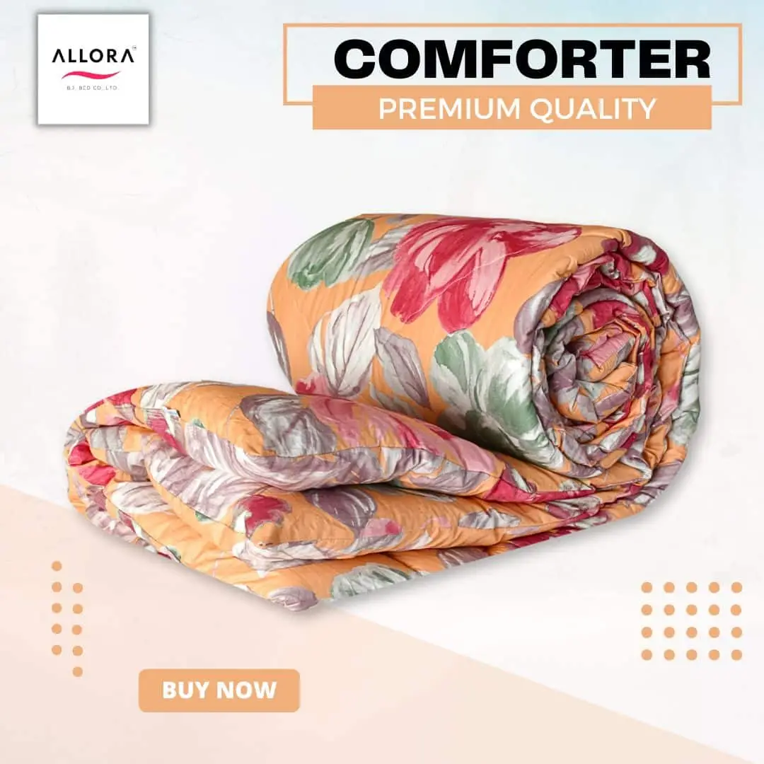 Watercolour Flora Comforter – Orange