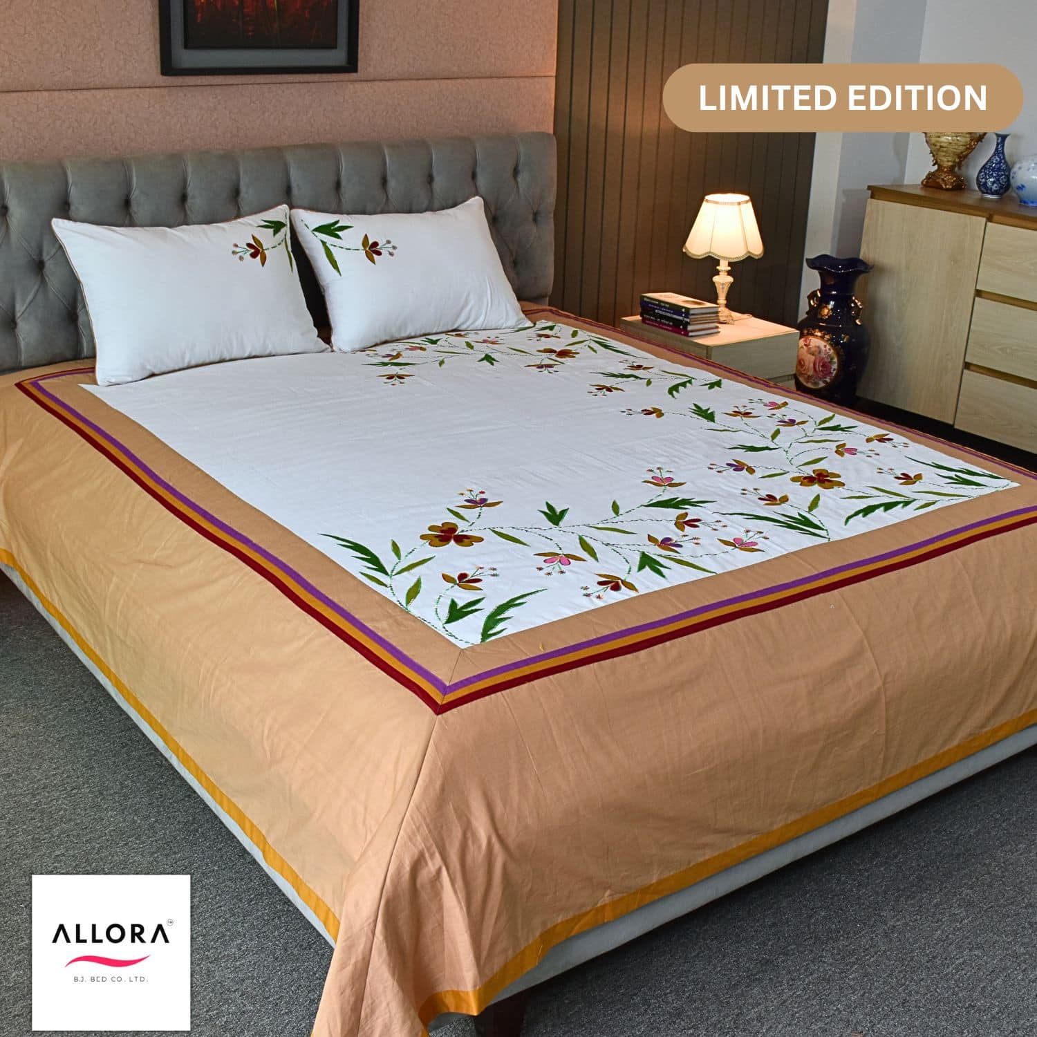 Garden Elegance Embroidered Bed Sheet