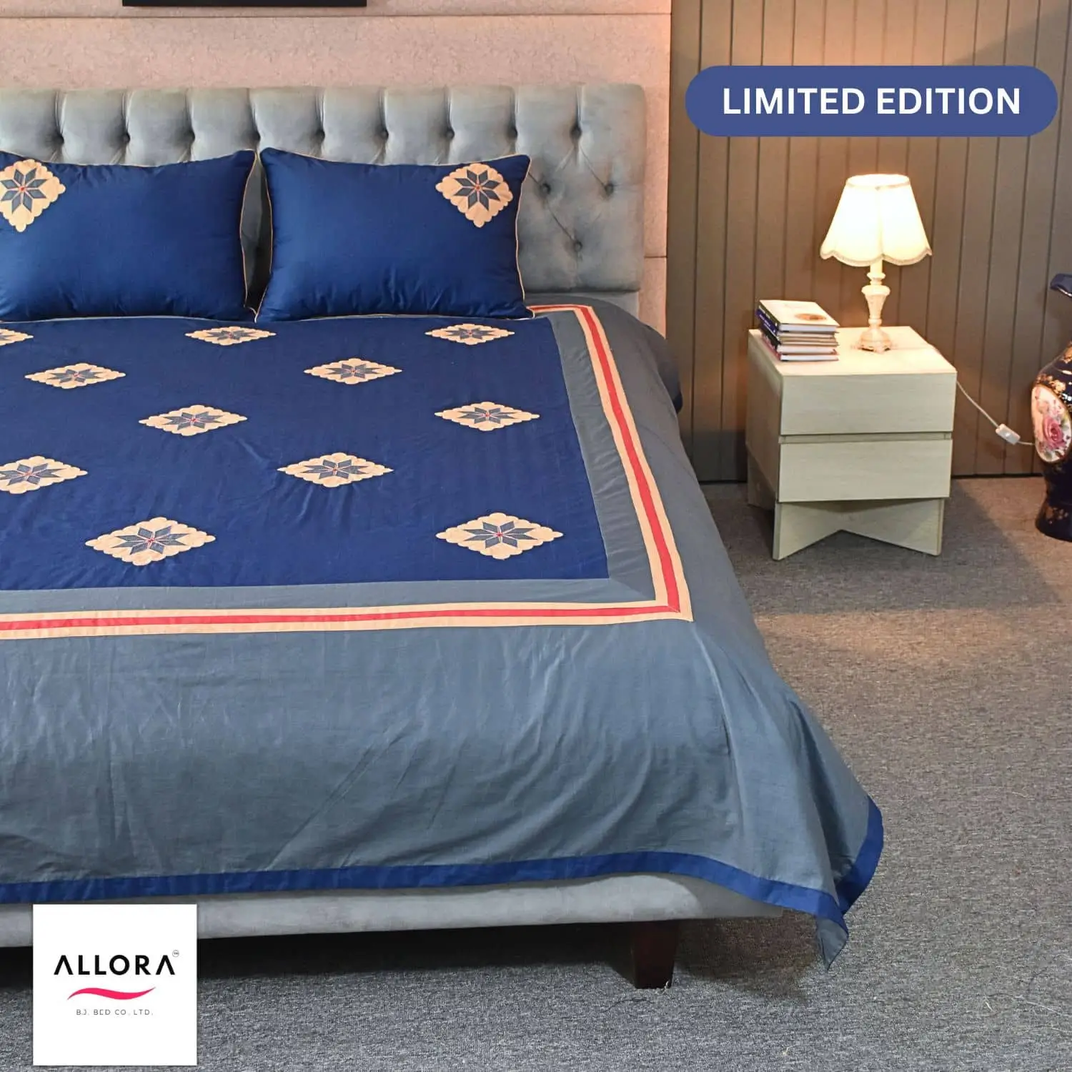 Royal Indigo Embroidery Bed Sheet - Image 3