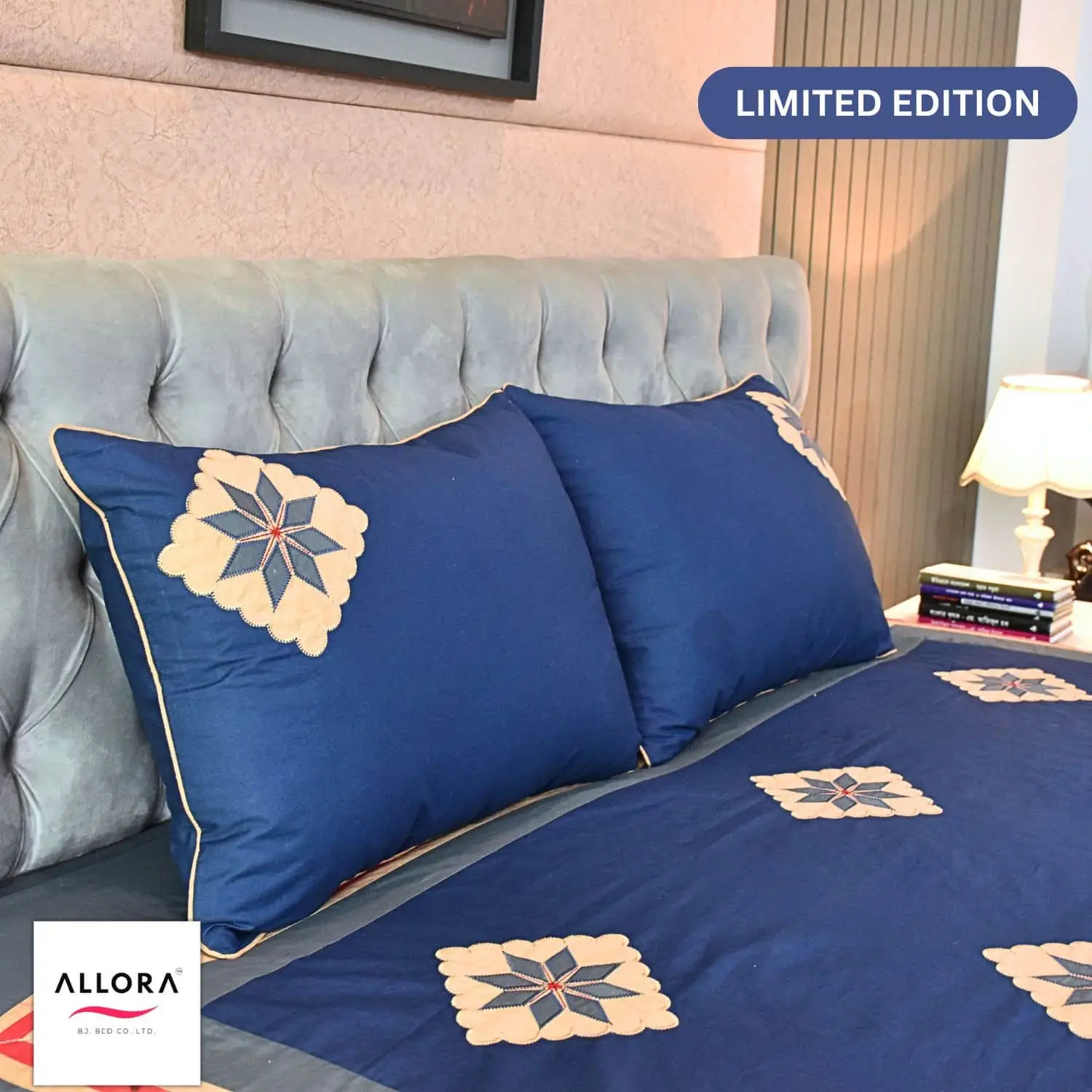 Royal Indigo Embroidery Bed Sheet - Image 4