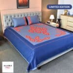 Navy Blaze Embroidery Bed Sheet