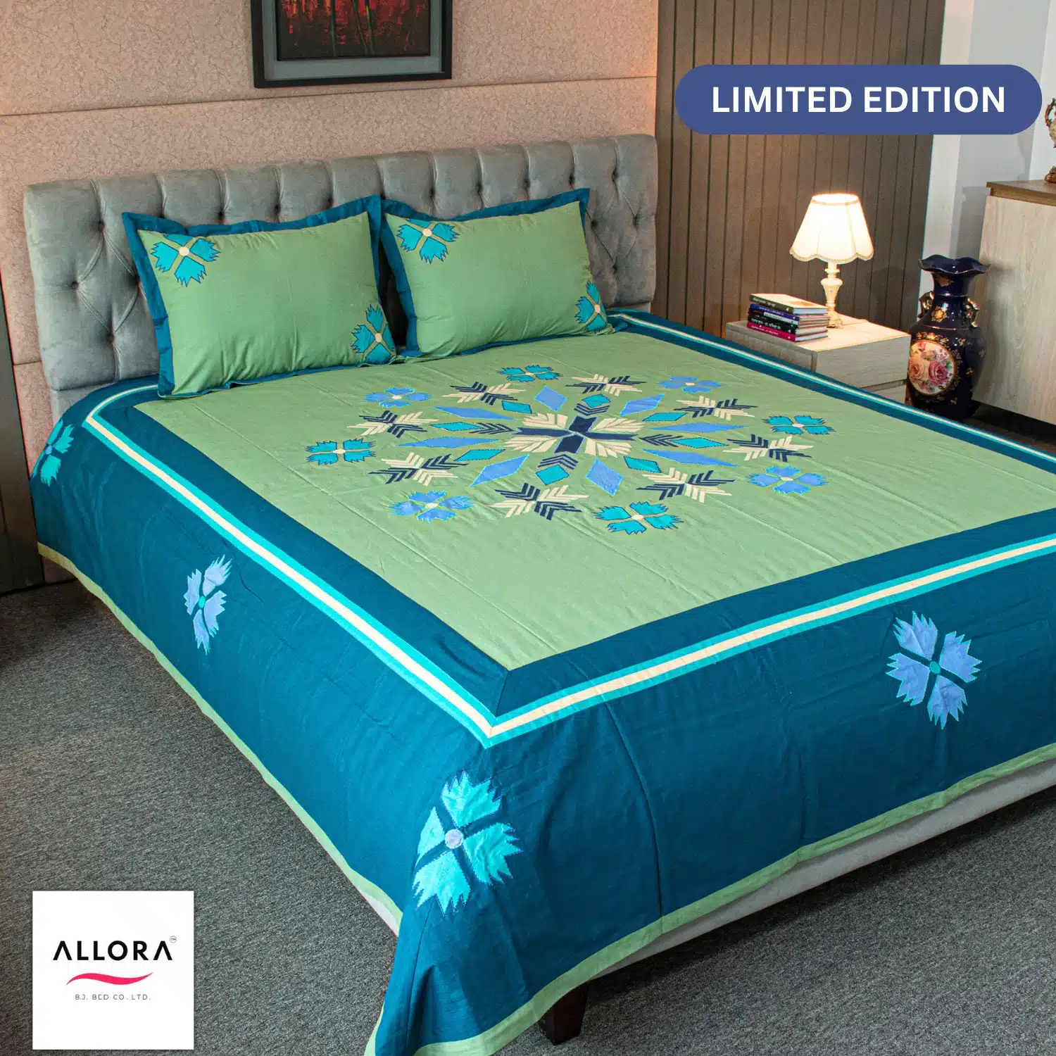 Ocean Petal Embroidered Bed Sheet