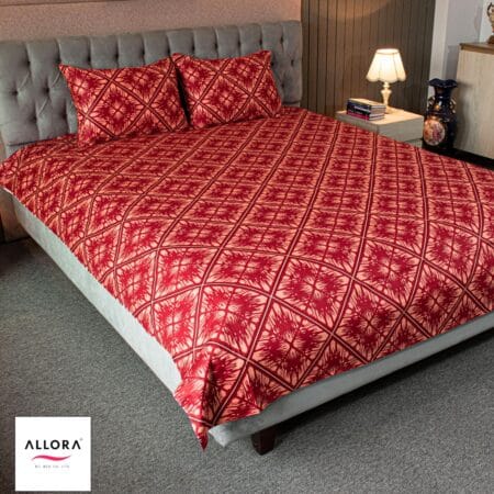 Maroon Pattern Printed Bed sheet