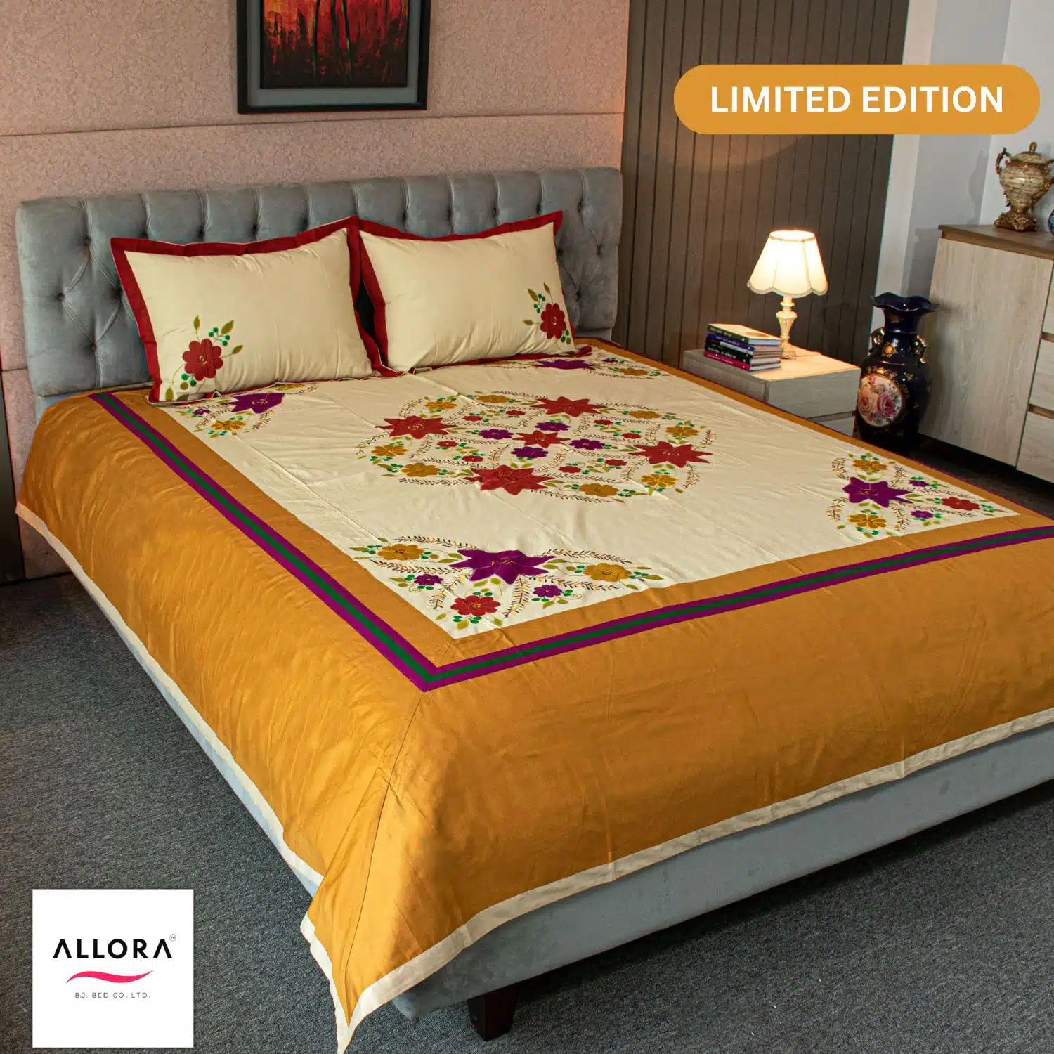 Amber Garden Embroidered Bed Sheet