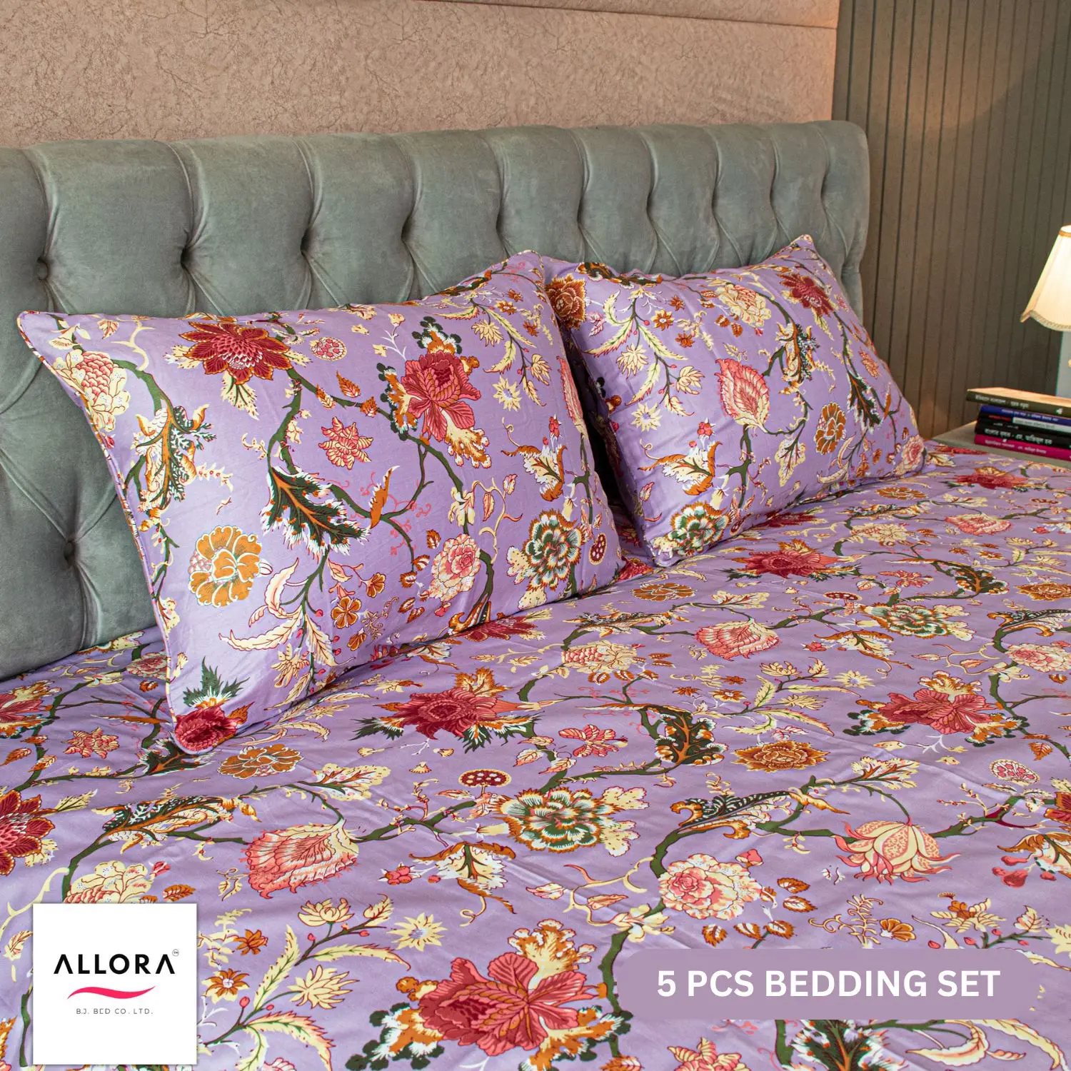 Floral Whisper Comforter Bedding Set - Lavender (5Pcs Set) - Image 4