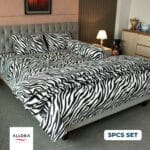Zebra Print Comforter Bedding Set - Black (5Pcs Set)