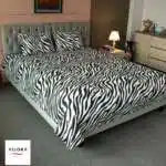 Zebra Printed King Bed Sheet - Black