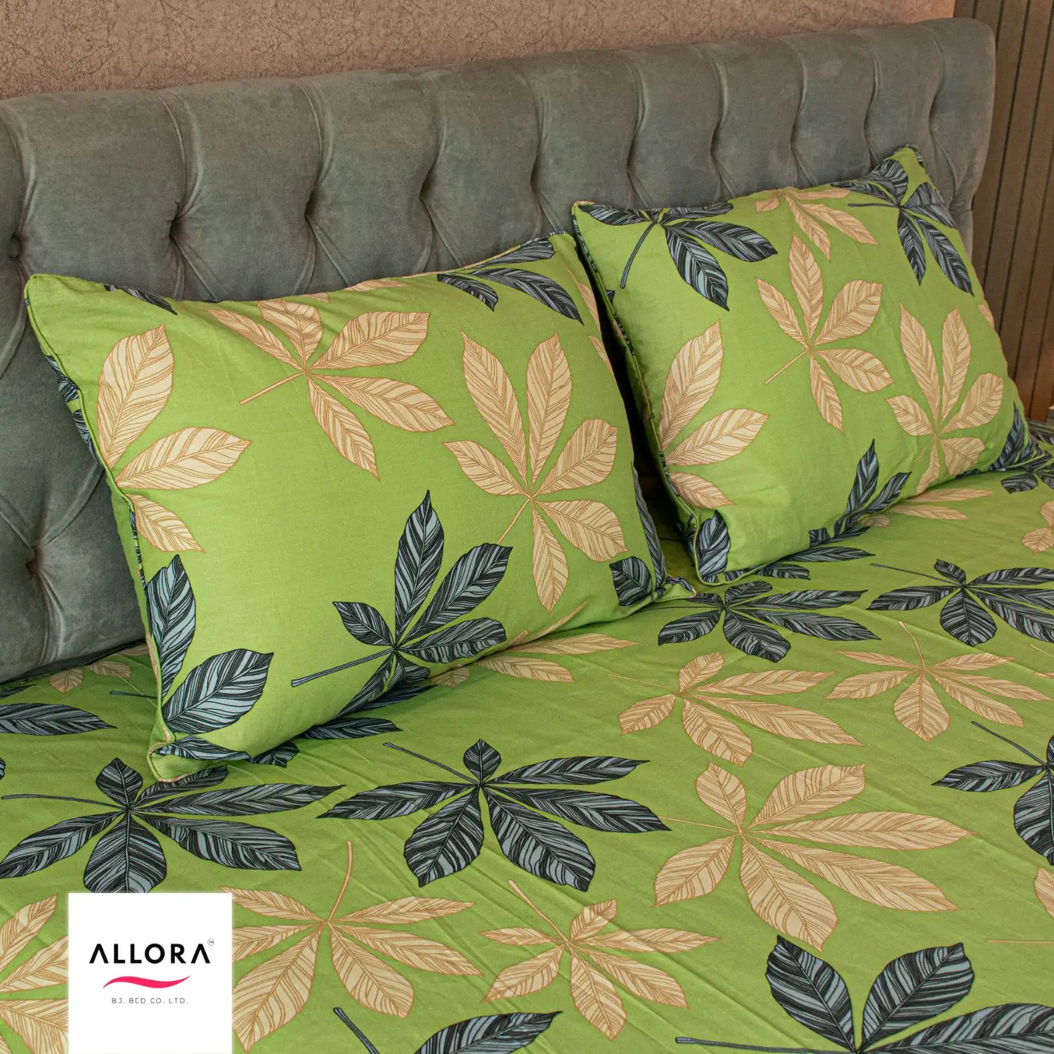 Leafscape Comforter Bedding Set - Green (5Pcs Set) - Image 2