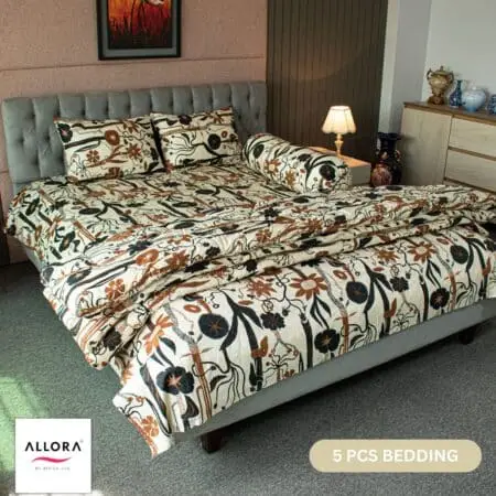 Wild Petal Comforter Bedding Set - Black (5Pcs Set)