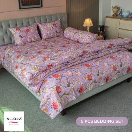 Floral Whisper Comforter Bedding Set - Lavender (5Pcs Set)