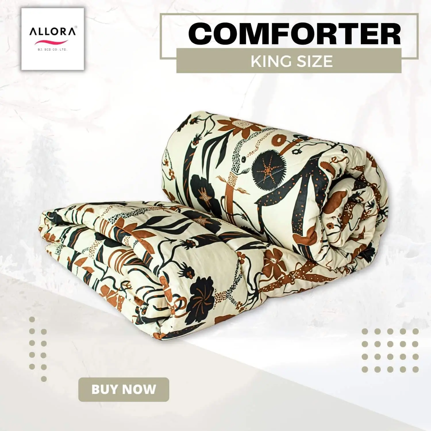 Wild Petal Printed Comforter – Black