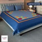 Classic Blue Embroidered Bed Sheet