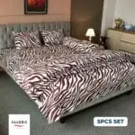 Zebra Print Comforter Bedding Set - Maroon (5Pcs Set)