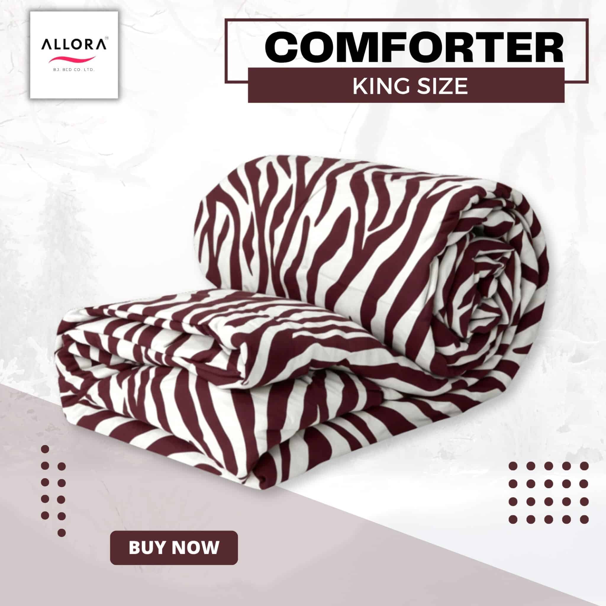 Zebra Printed Comforter – Maroon