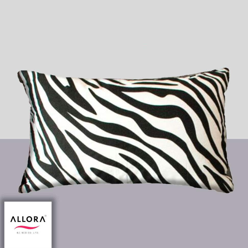 Zebra Print Head Pillow Cover – Black